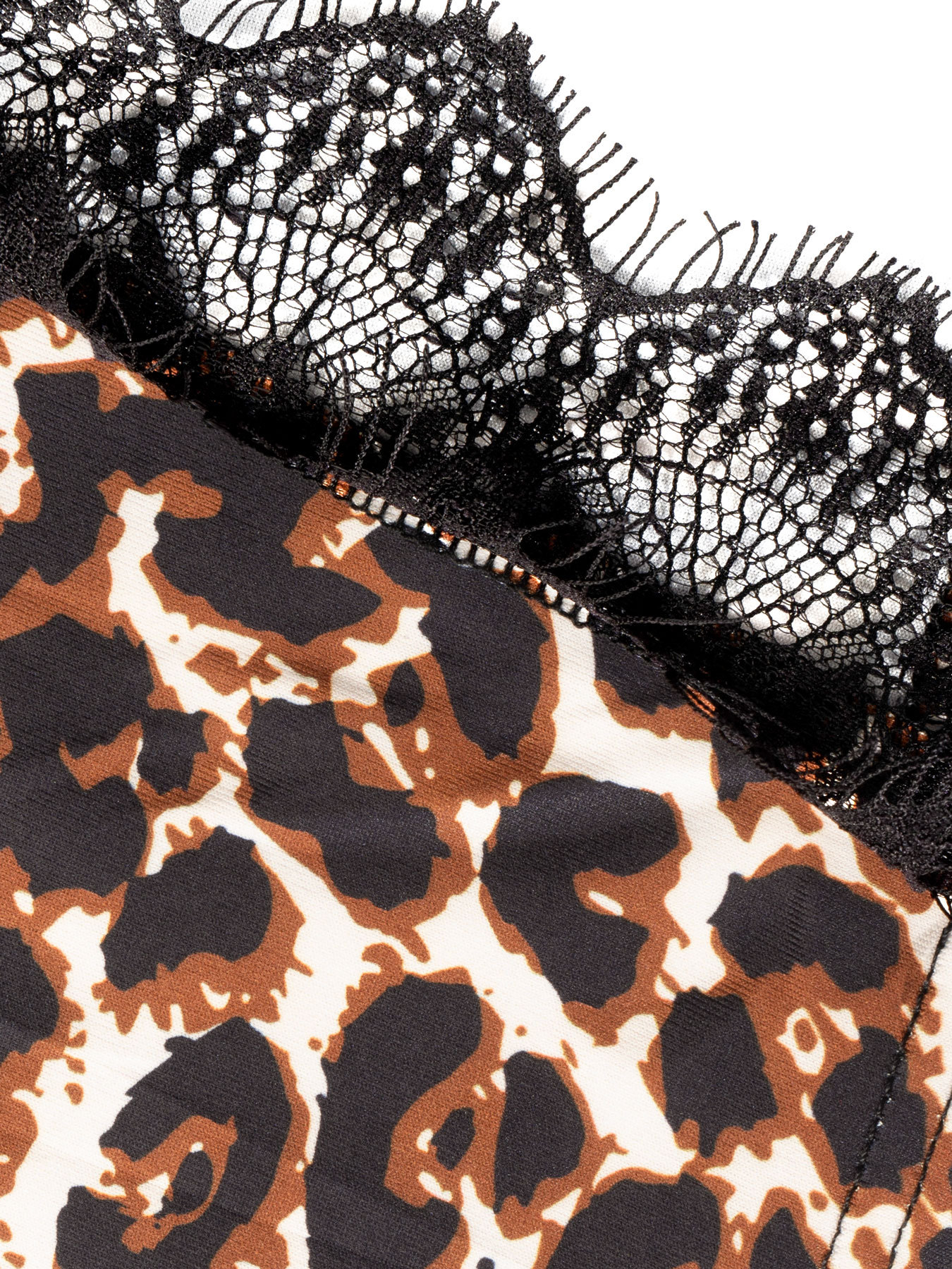 Women's Leopard Print Spaghetti Strap Bodycon Dress with Lace Detail-Aegean-sea