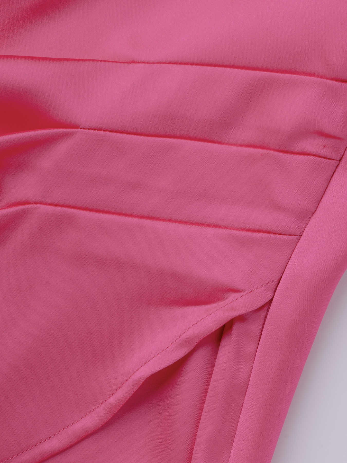 Pink satin V-neck blouse skirt, office-style hip wrap skirt