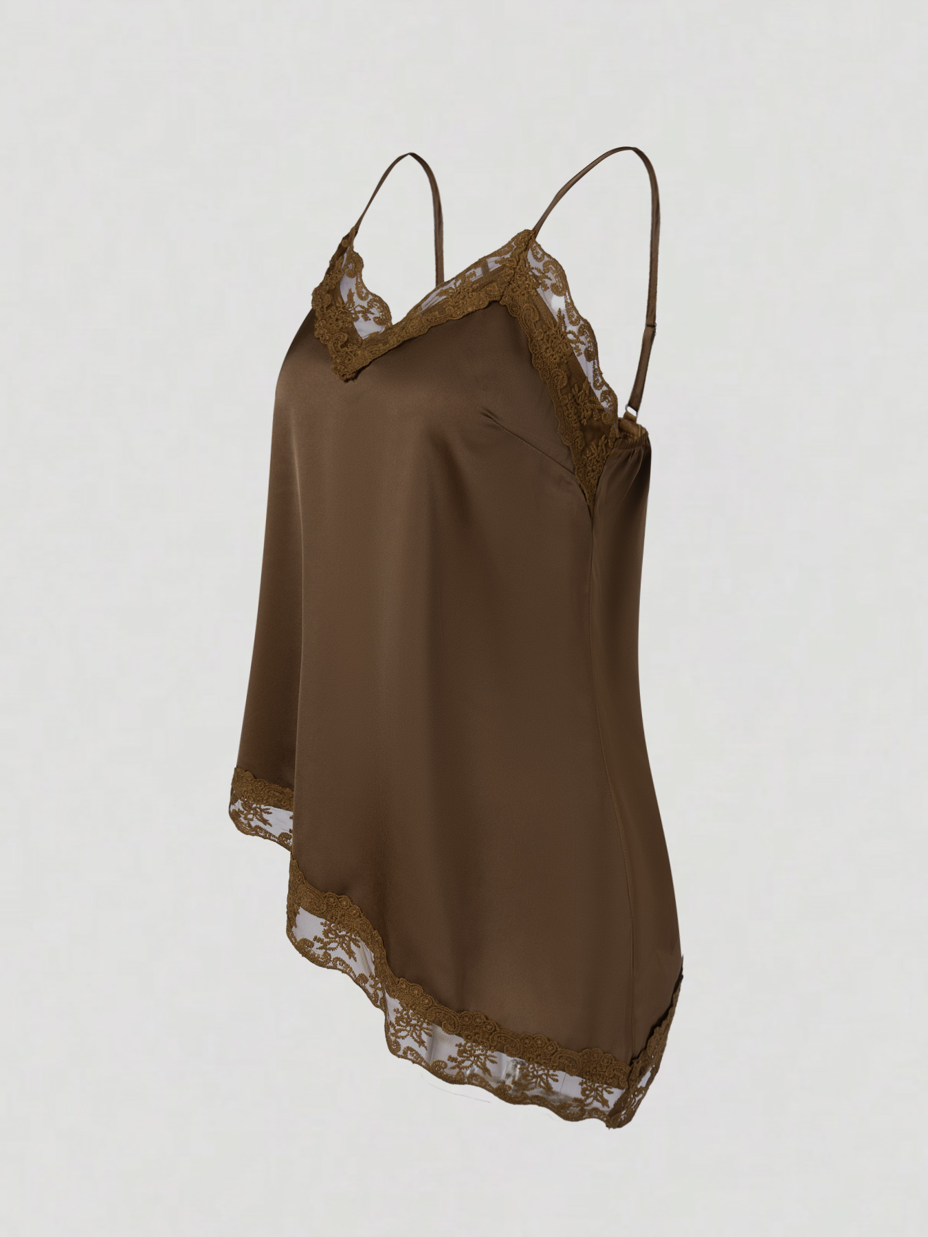 2026 Spring/Summer New Style Elegant Satin Lace Splicing Asymmetric Camisole Top