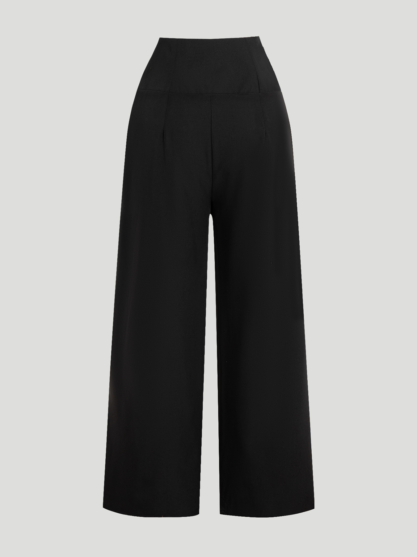 Women's Black High-Waisted Wide-Leg Pants with Gold Button Detail-Aegean-sea