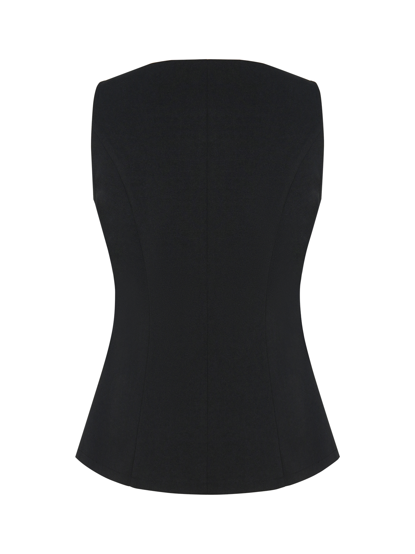 Woman's Black Sleeveless Button-Front Peplum Waistcoat