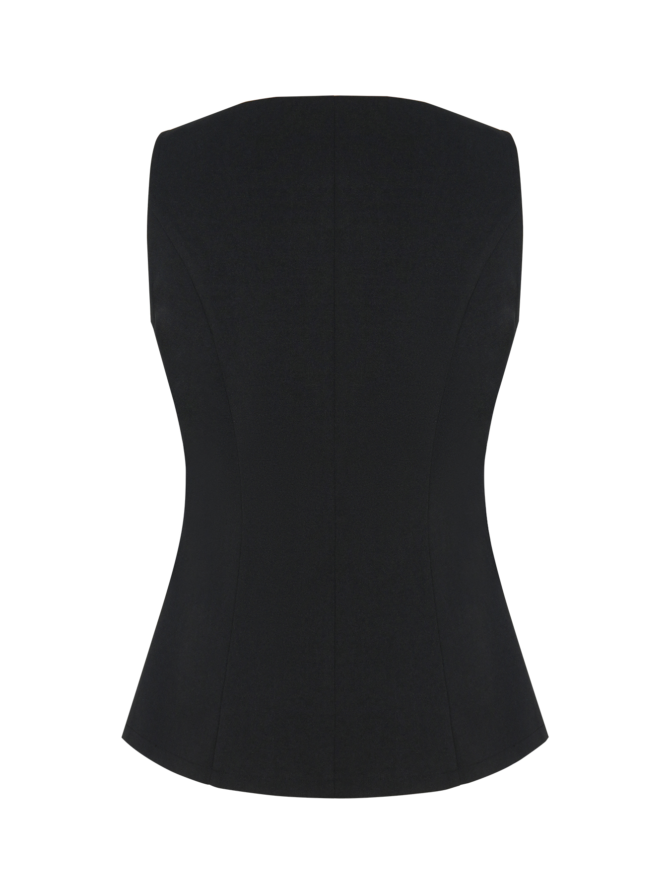 Woman's Black Sleeveless Button-Front Peplum Waistcoat