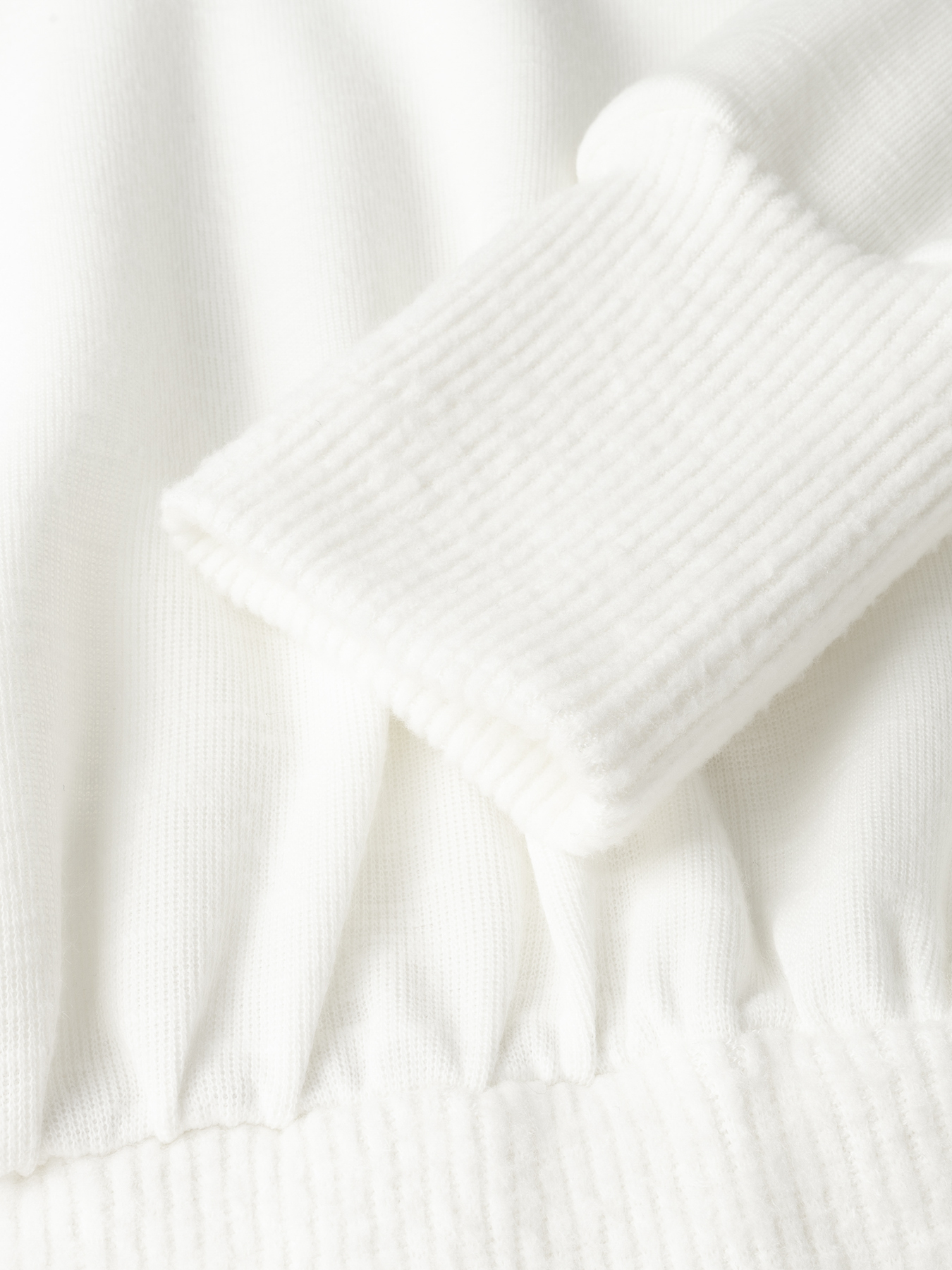 White Off-The-Shoulder Long Sleeve Knit Top with Ribbed Waist