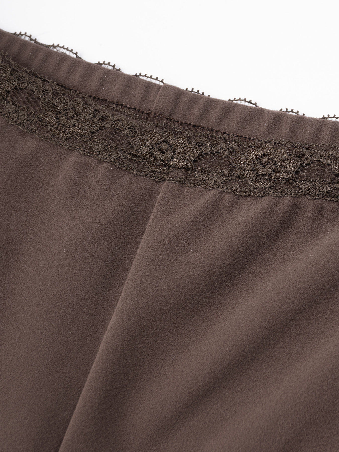 Brown lace waist-length mini-slope pants High-waisted slim-fit flared pants
