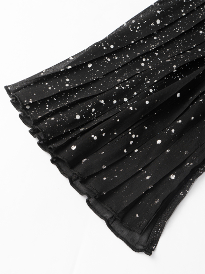 Black Blazer with Glitter Flared Sleeves-Aegean-sea