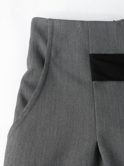 Woman's Gray Wide-Leg Pants with Black Sash Detail-Aegean-sea