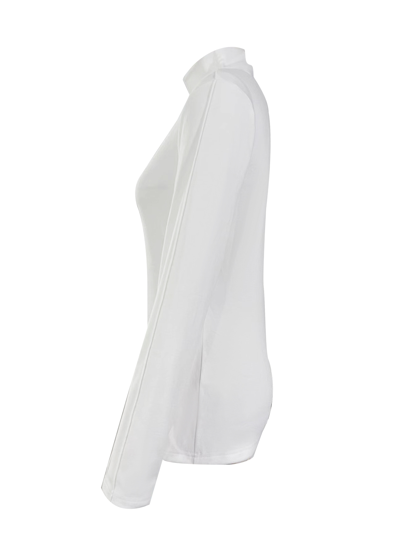 Slim Fit Half-Zip Mock Neck Long Sleeve Blouse - Women's Everyday Basic Top-Aegean-sea