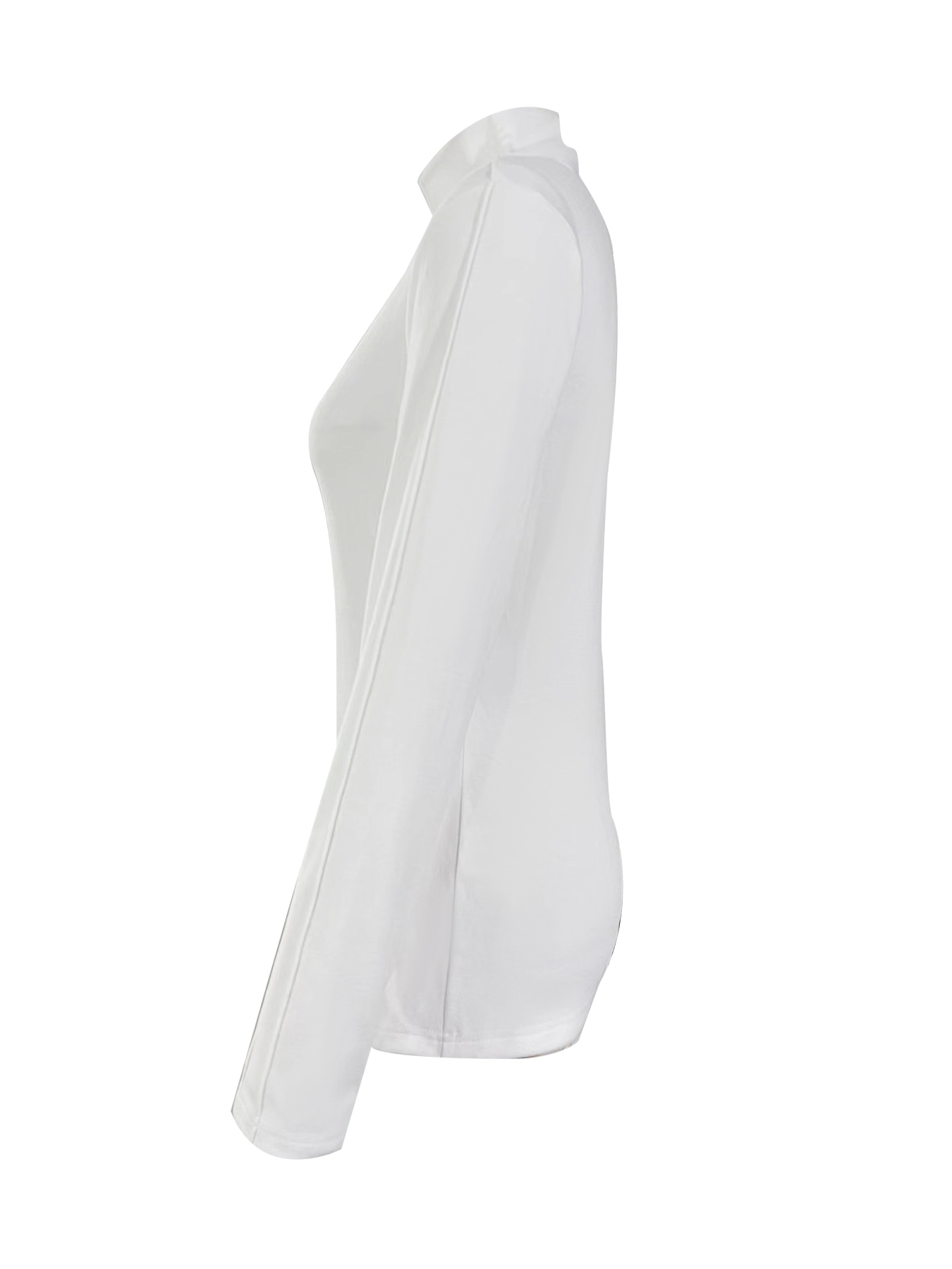 Slim Fit Half-Zip Mock Neck Long Sleeve Blouse - Women's Everyday Basic Top-Aegean-sea