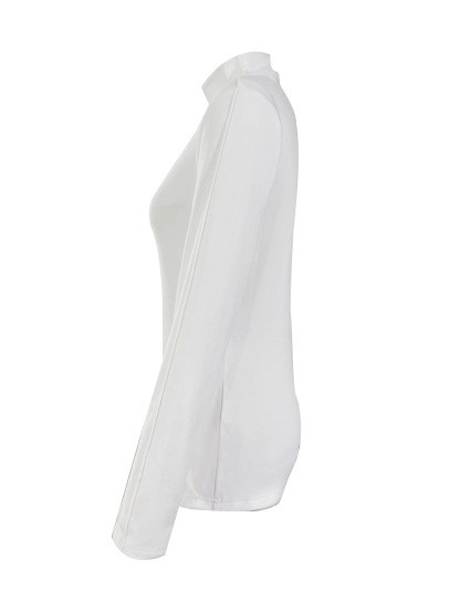 Slim Fit Half-Zip Mock Neck Long Sleeve Blouse - Women's Everyday Basic Top-Aegean-sea