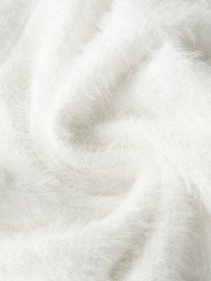 White Longline Open Front Cardigan with Puff Sleeves-Aegean-sea