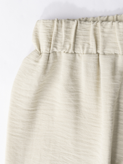 Women's One Shoulder Wrap Top & High Waisted Wide Leg Pants Two-Piece Set