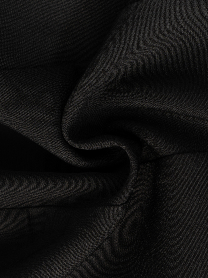 Women's Black Sheer Puff Sleeve V-Neck Button-Front Fitted Waist Vest-Style Blouse-Aegean-sea