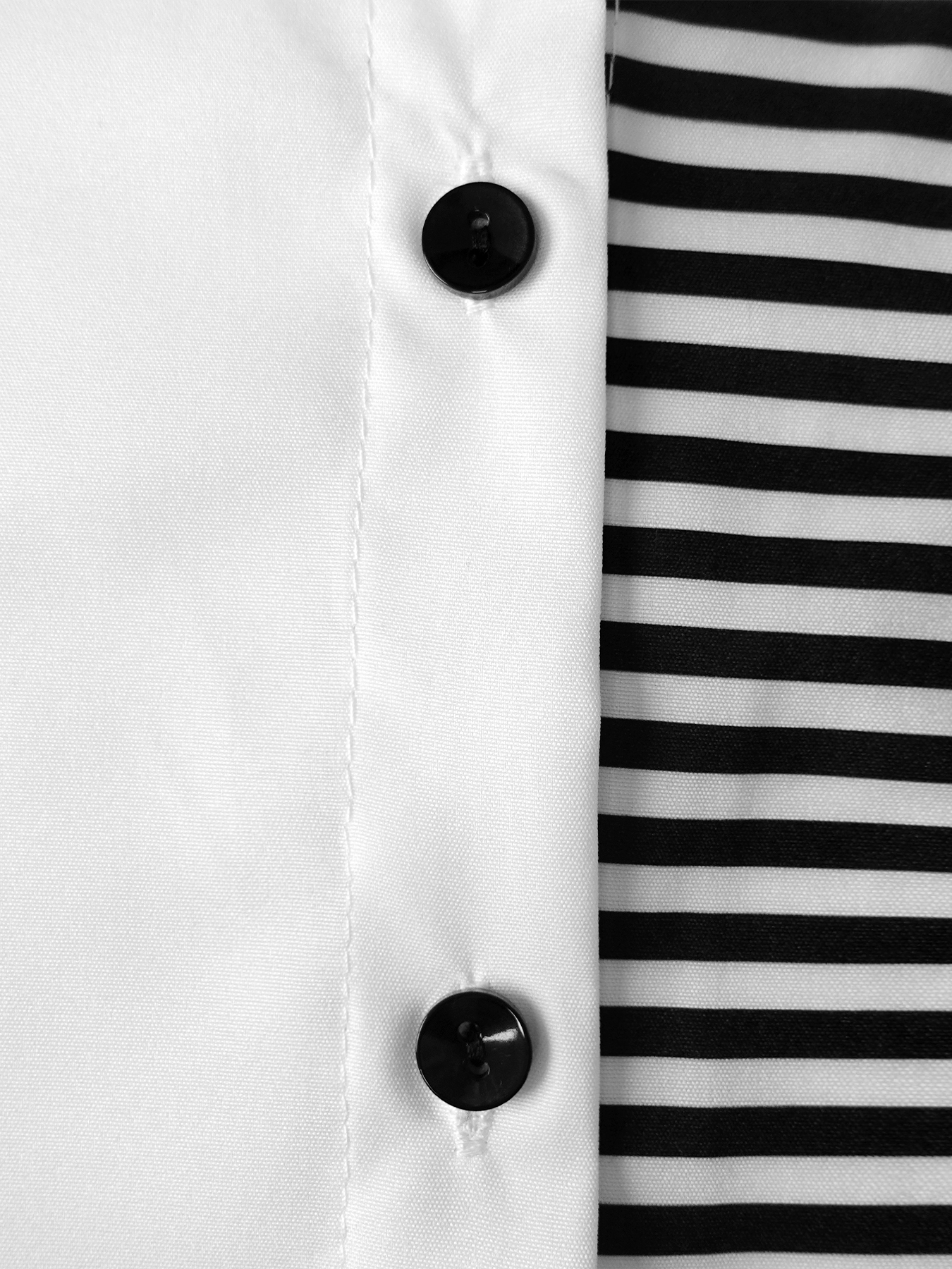 Woman's Collared Button-up Shirt with Striped & Square Patch Detail-Aegean-sea