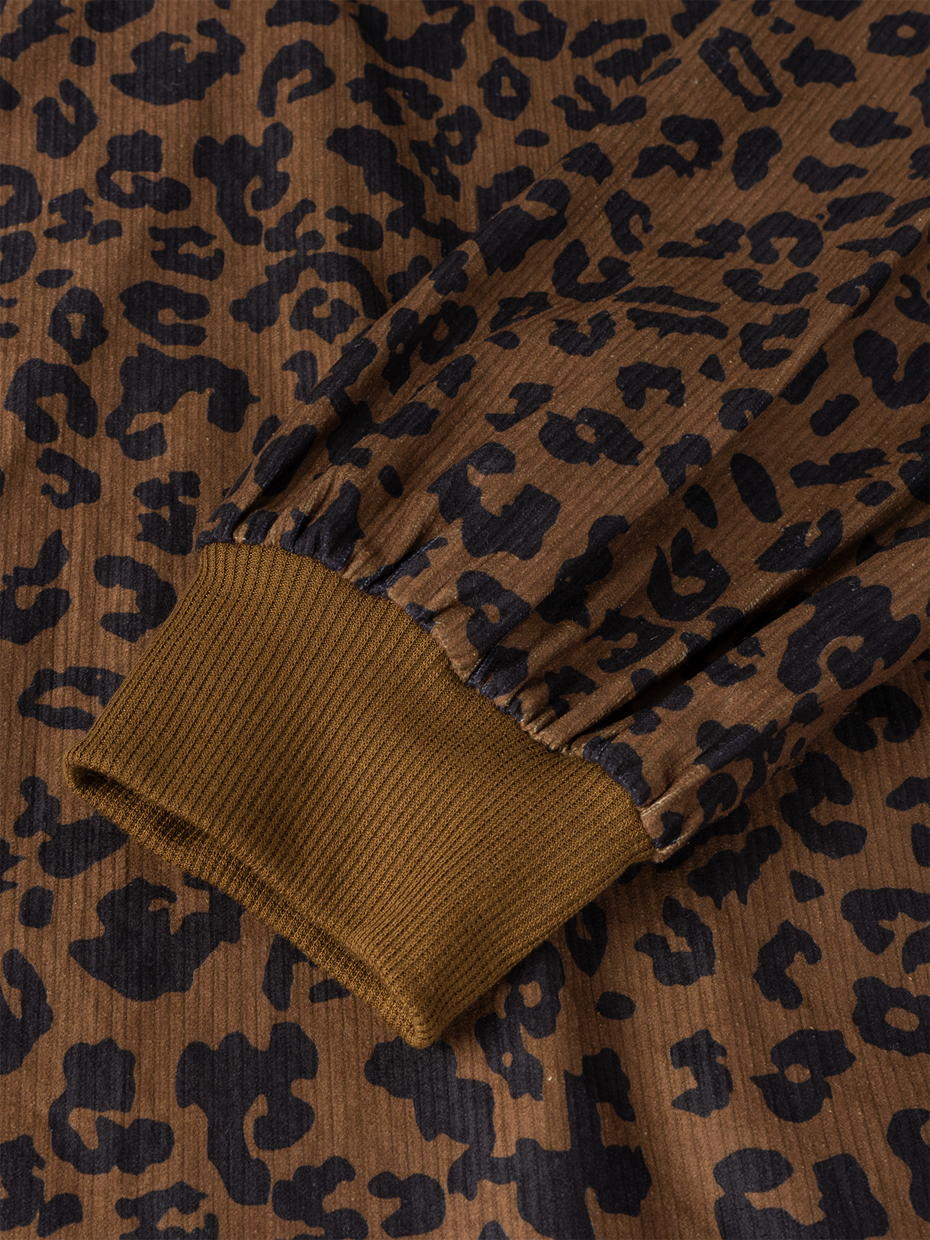 Sudadera holgada de terciopelo con estampado de leopardo de mujer de cuello alto con cremallera media-Aegean-sea