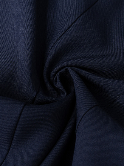 Navy Blue Double-Breasted Blazer with Gold-Tone Buttons