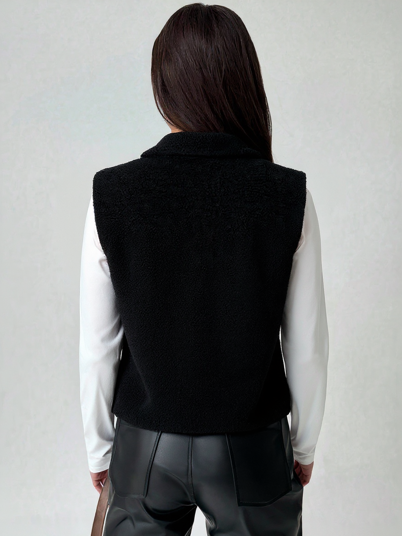 Fleece Lined Black Zip-Up Vest-Aegean-sea