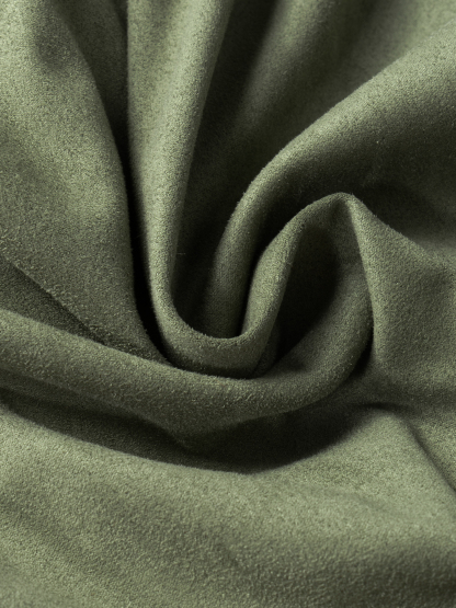 Black and green contrasting reversal suede shirt Loose long-sleeved jacket jacket jacket