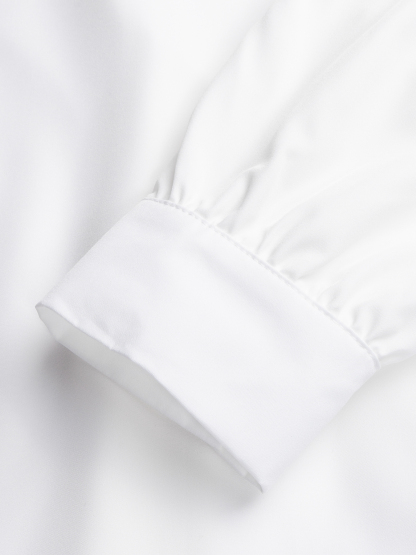 Women's White Blouse with Statement Buttons and Lantern Sleeves-Aegean-sea