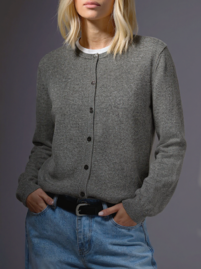 Women's V-Neck Button-Front Knit Cardigan - Soft Casual Daily Wear Top-Aegean-sea
