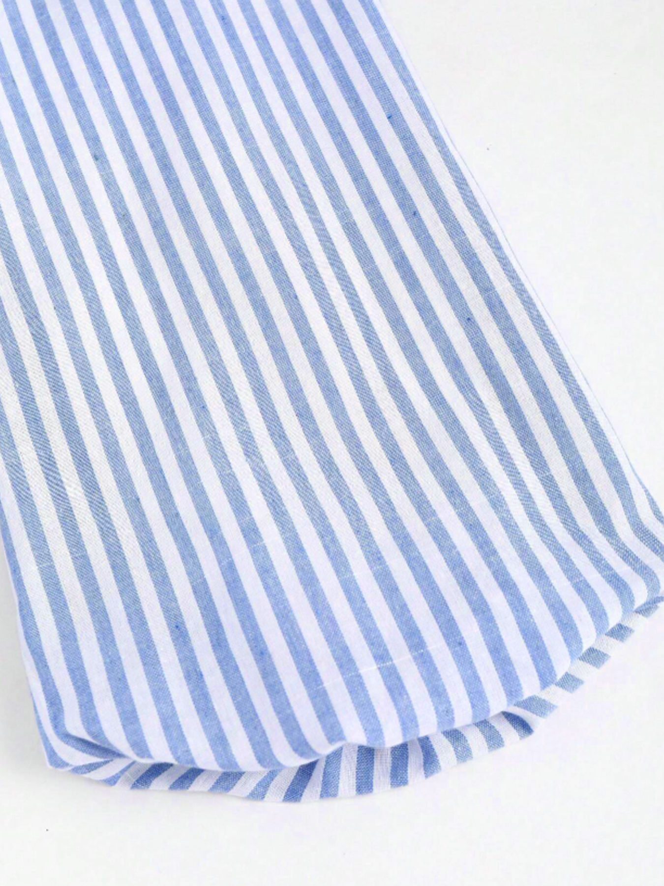 Blue-and-white-striped drawstring waist shirt