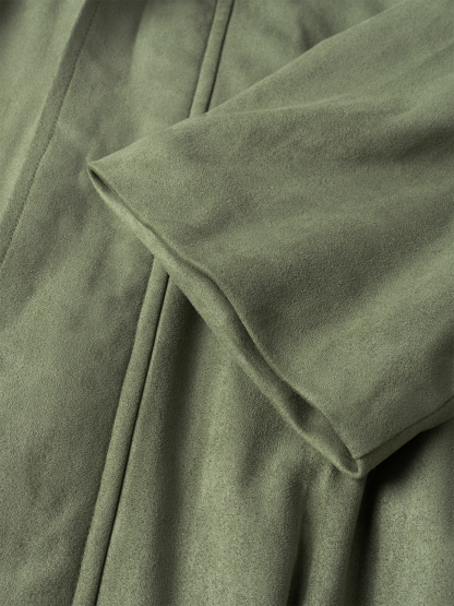 Black and green contrasting reversal suede shirt Loose long-sleeved jacket jacket jacket