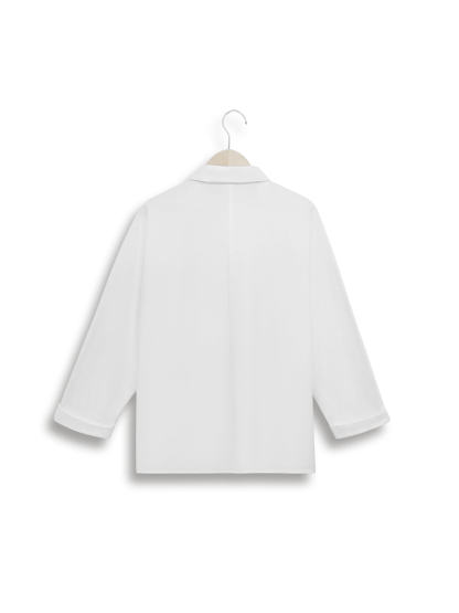 Woman's Collared Button-up Shirt with Striped & Square Patch Detail-Aegean-sea