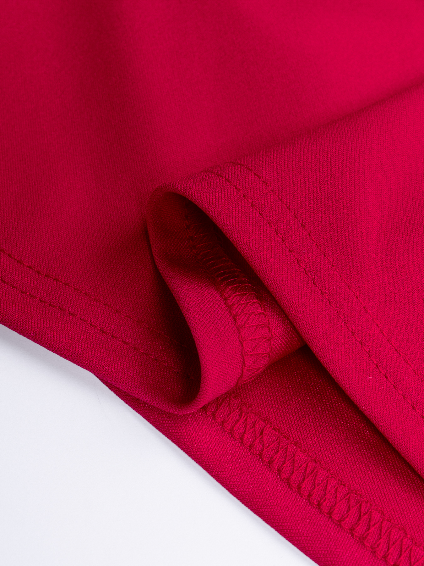 Fitted Red Midi Dress - High Neck & Asymmetrical Slit