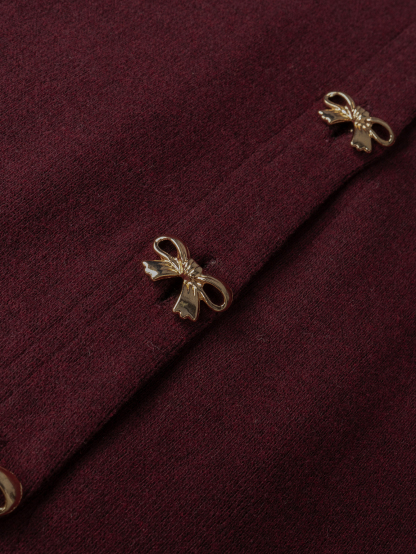 Cardigan de cuello redondo con botón abotonado cortado para mujer-Aegean-sea