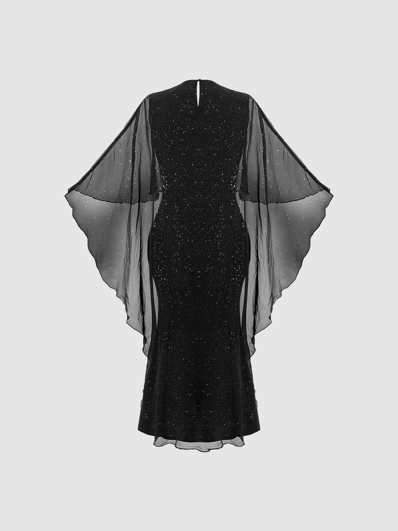 Women's Plus Size Sequin Cape-Sleeve Mermaid Maxi Dress-Aegean-sea