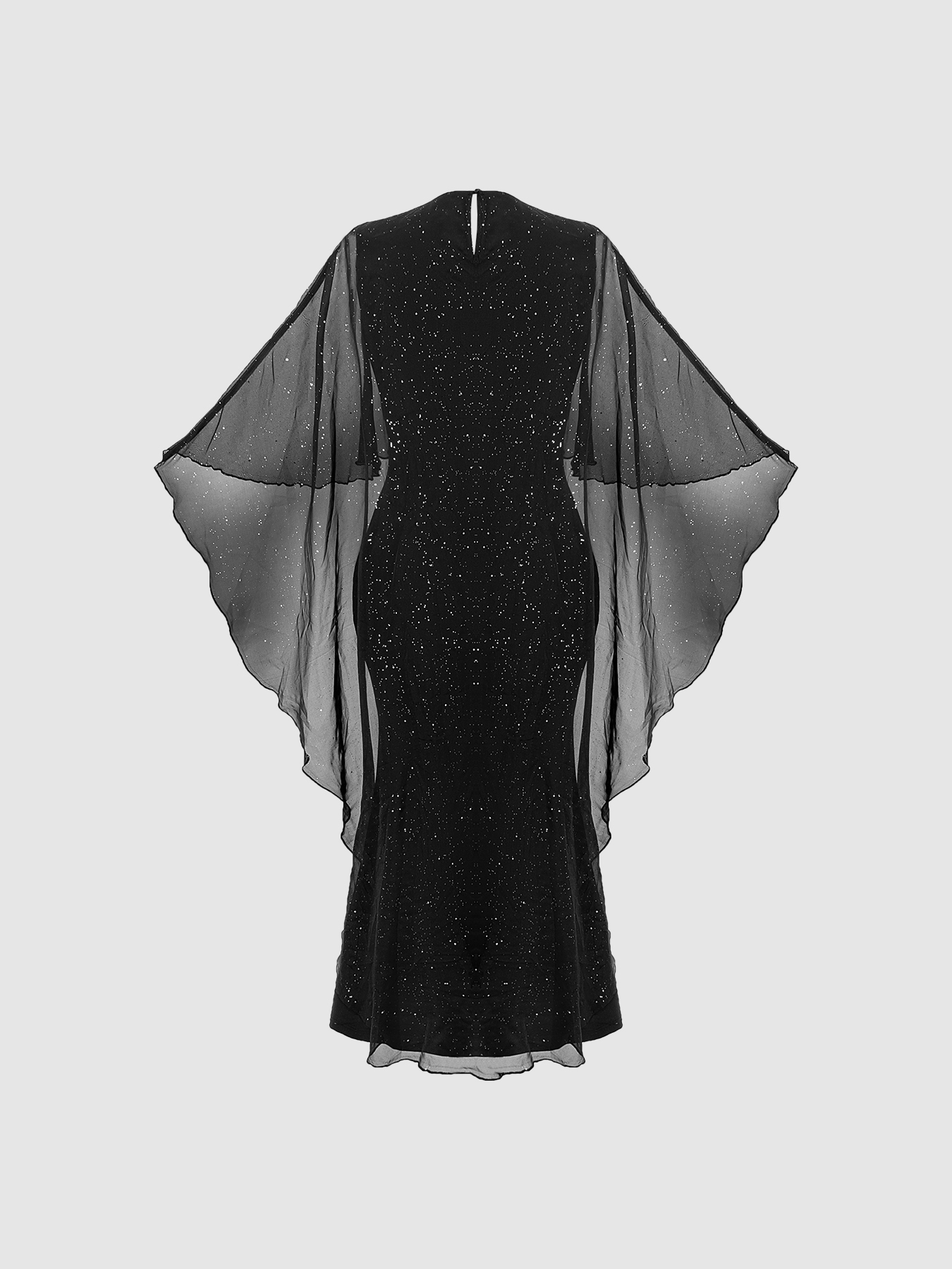 Women's Plus Size Sequin Cape-Sleeve Mermaid Maxi Dress-Aegean-sea