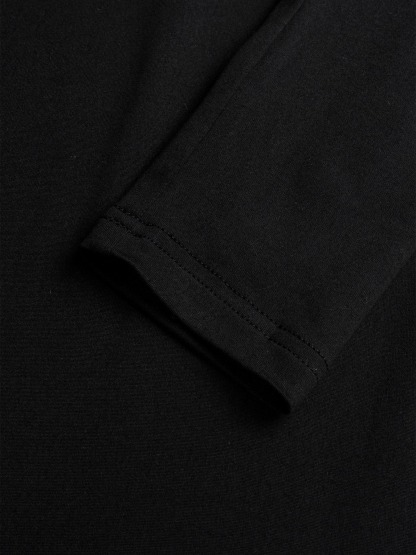 Leopard Accent Collar & Tie Black Fitted Top-Aegean-sea