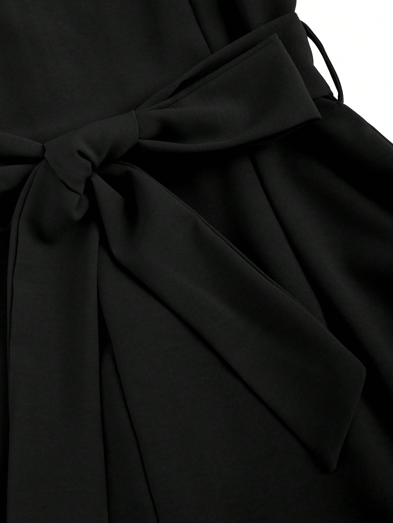 Women's Black V-Neck Belted Wide Leg Jumpsuit-Aegean-sea