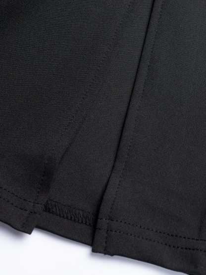 Falda media lápiz de mujer negra con corbata y lateral con ruchedura con abertura lateral-Aegean-sea