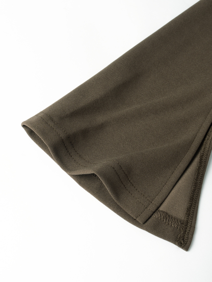 Women's Olive Green Mock Neck Long Sleeve Bodycon Mini Dress with Pockets-Aegean-sea