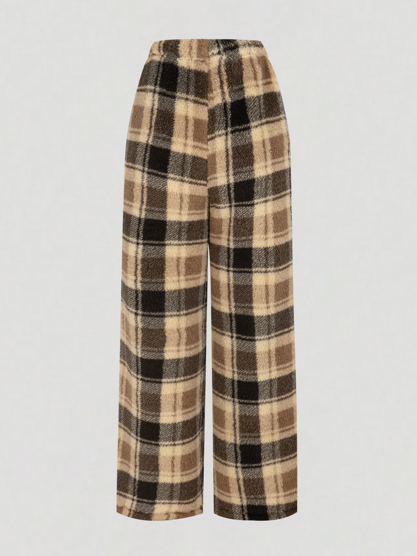 Wide-legged loose-fitting Scottish wool trousers with cord for women-Aegean-sea