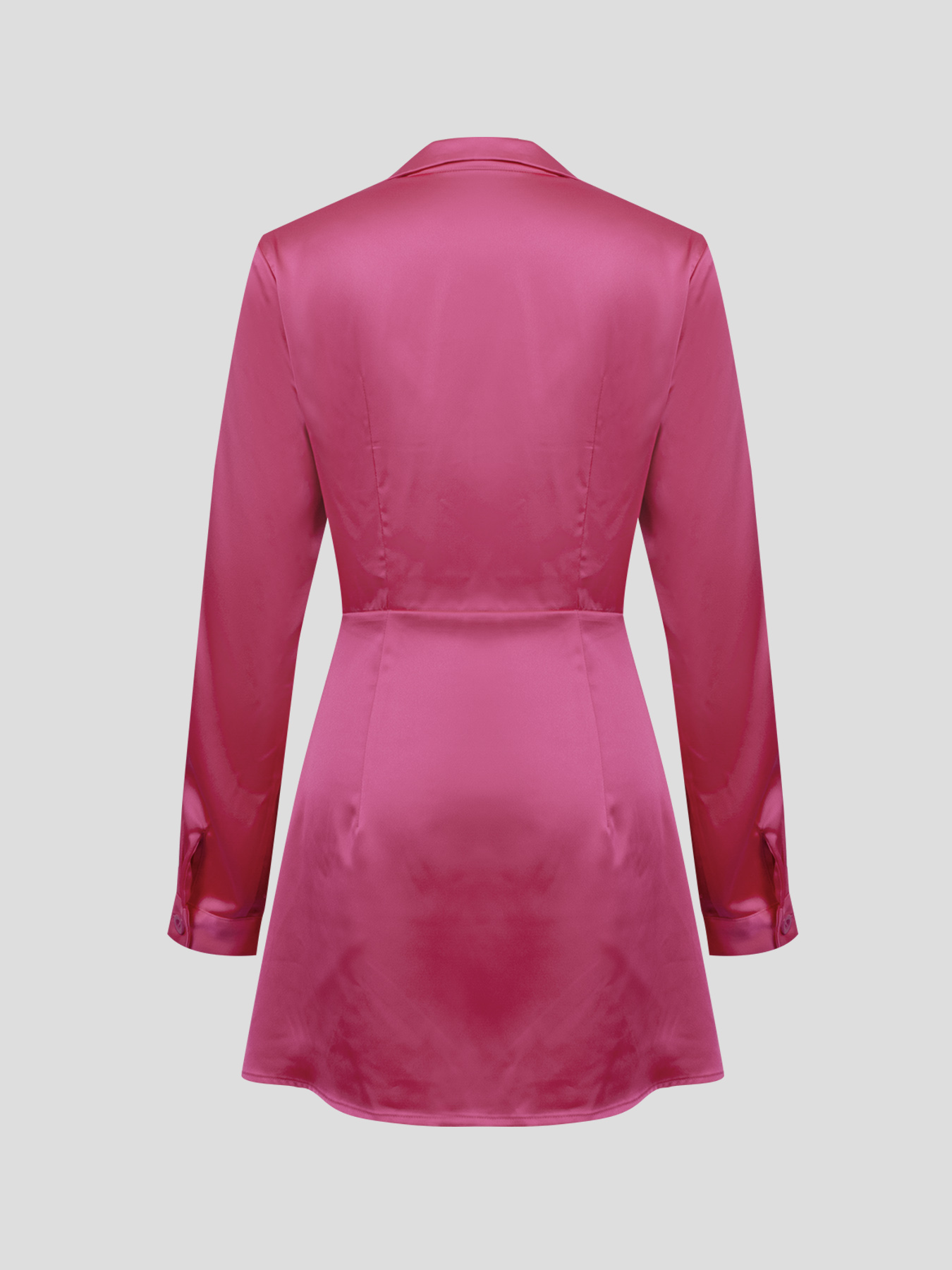 Pink satin V-neck blouse skirt, office-style hip wrap skirt