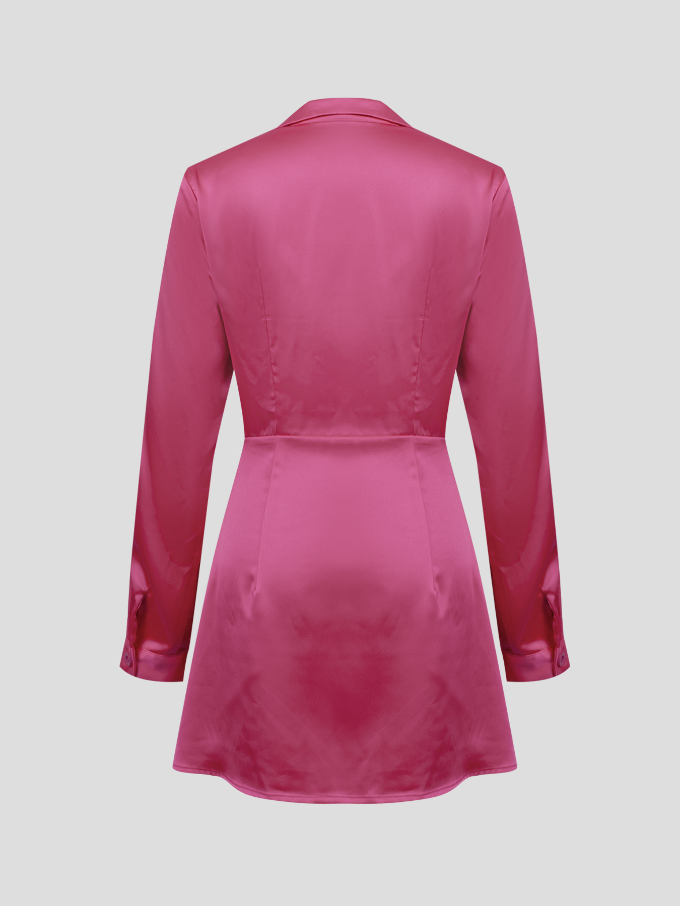 Pink satin V-neck blouse skirt, office-style hip wrap skirt