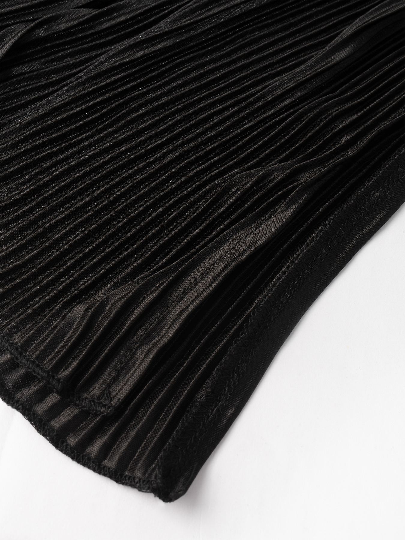 Woman's Long Sleeve Maxi Dress with Bell Sleeves, Vertical Pleats and Side Slit-Aegean-sea