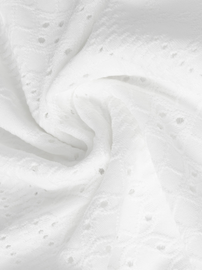 White Eyelet Embroidery Ruffle Camisole Dress & Loose Long Sleeve Cardigan Loungewear Set