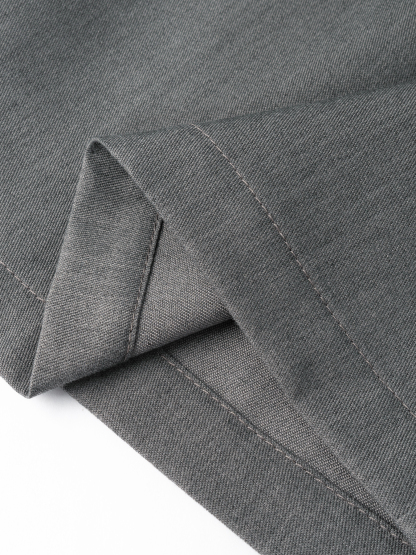 Woman's Gray Wide-Leg Pants with Black Sash Detail-Aegean-sea