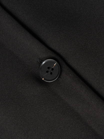 Women's Black Sheer Puff Sleeve V-Neck Button-Front Fitted Waist Vest-Style Blouse-Aegean-sea