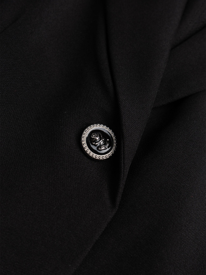 Black Single-Breasted Three-Button Blazer Dress