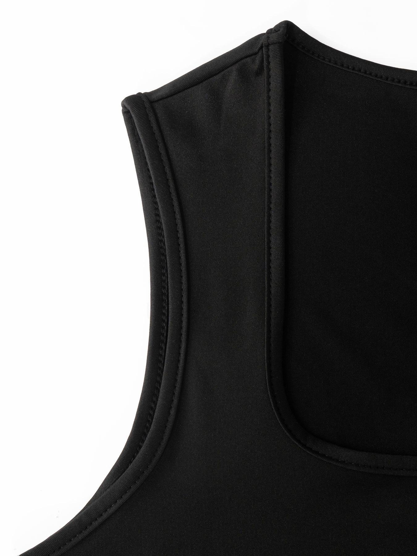 Women's Black Square Neck Cropped Tank Top-Aegean-sea