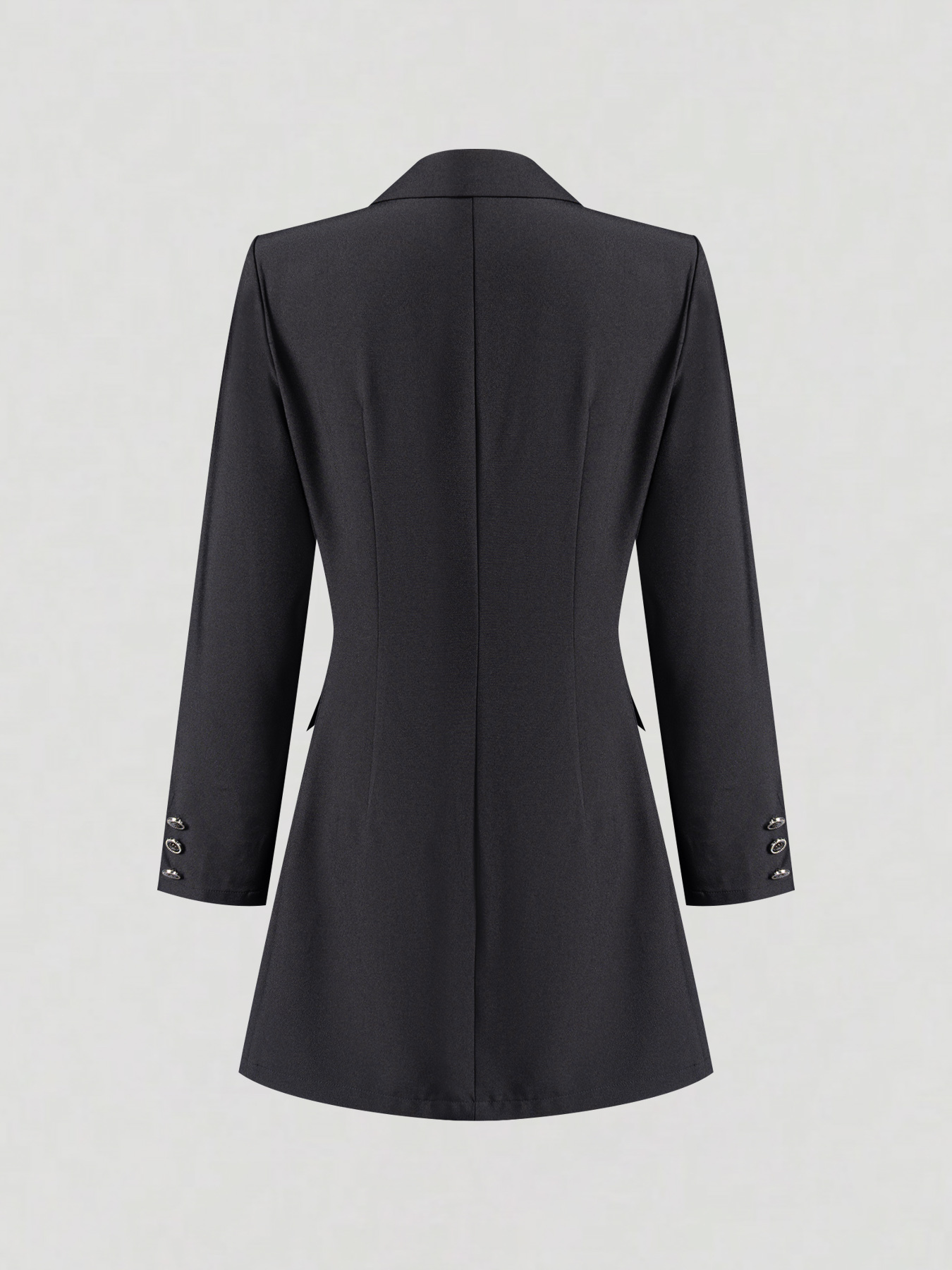 Black Single-Breasted Three-Button Blazer Dress