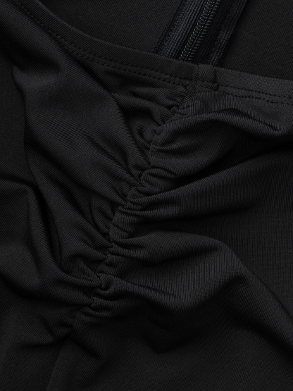 Black halter metal chain jumpsuit, hollow-out wide-leg pants