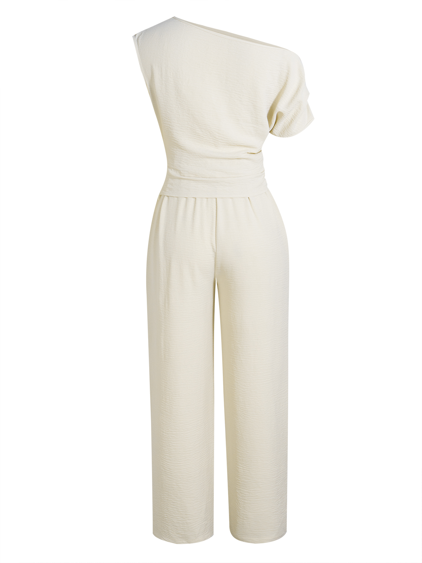 Women's One Shoulder Wrap Top & High Waisted Wide Leg Pants Two-Piece Set