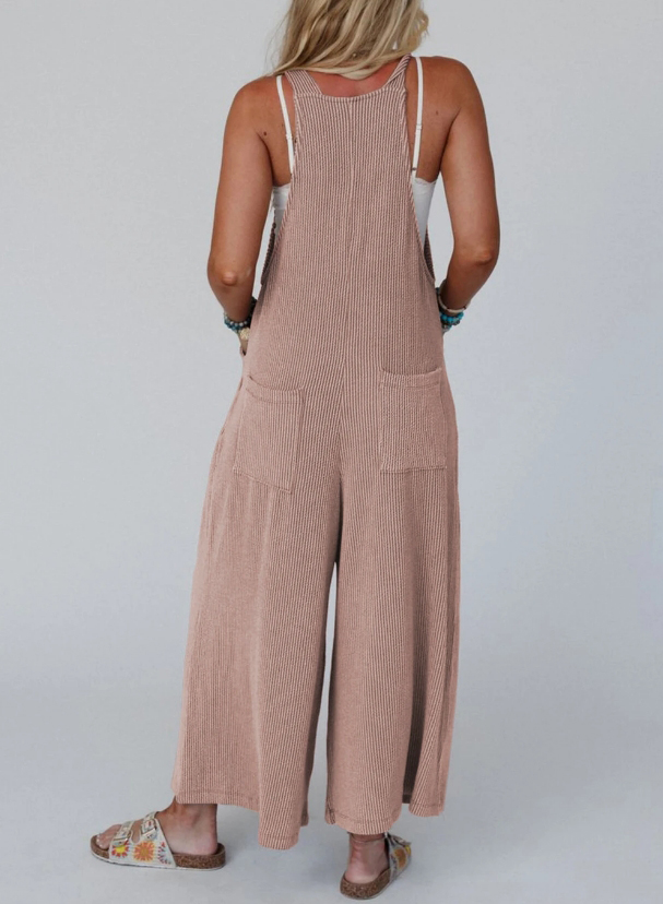 Corded Adjustable Straps Wide Leg Loose Overalls