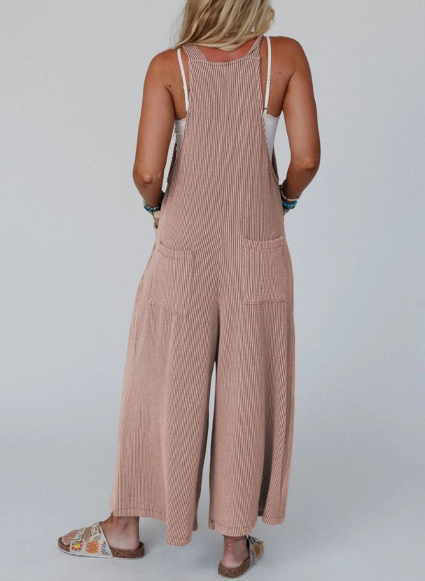 Corded Adjustable Straps Wide Leg Loose Overalls