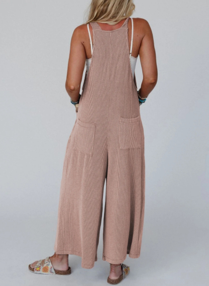 Corded Adjustable Straps Wide Leg Loose Overalls