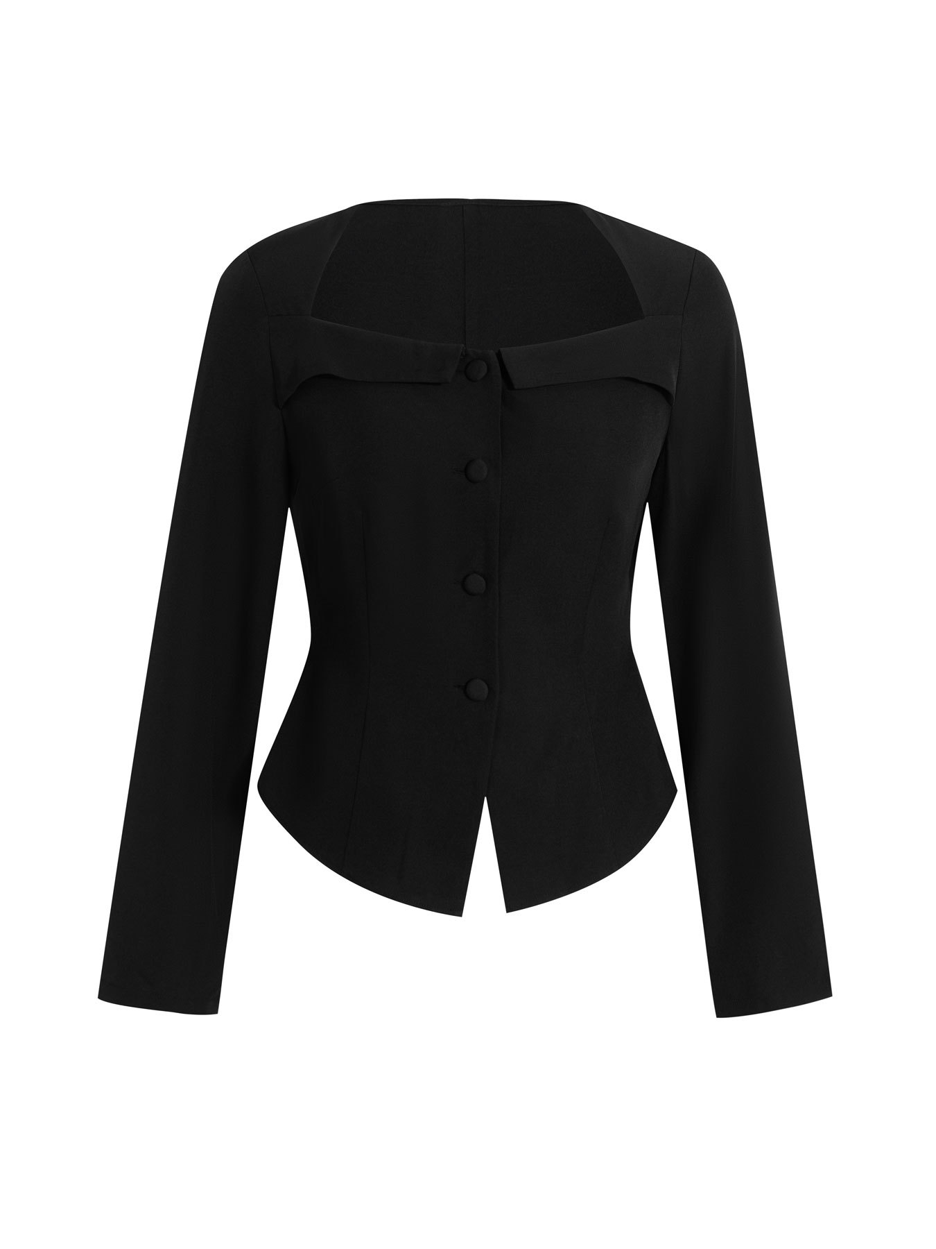 Woman's French Chic Wide Lapel Waist-Cinching Slimming Chanel-Inspired Blouse-Aegean-sea